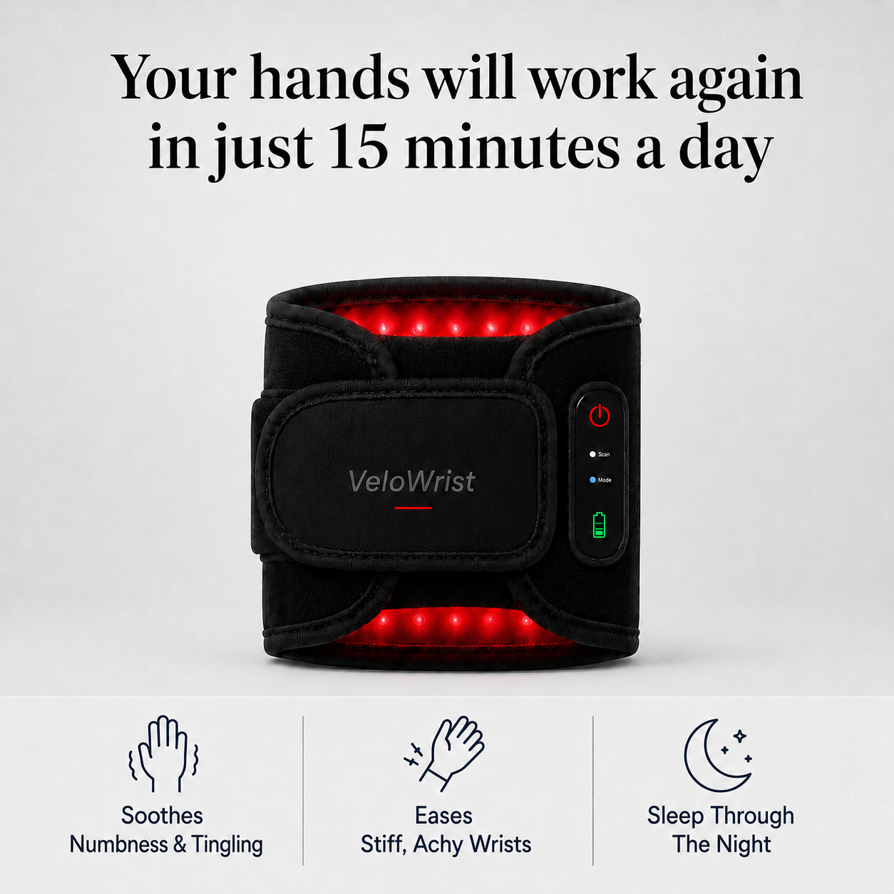 VeloWrist™ Cordless Red & Near-Infrared Light Wrist Wrap