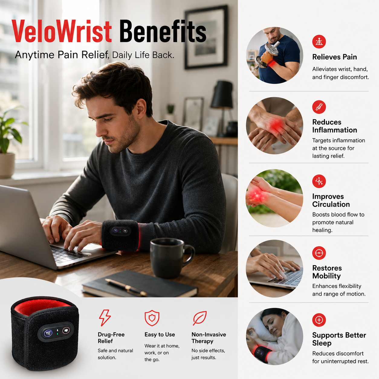 VeloWrist™ — Wrist Light Therapy Wrap