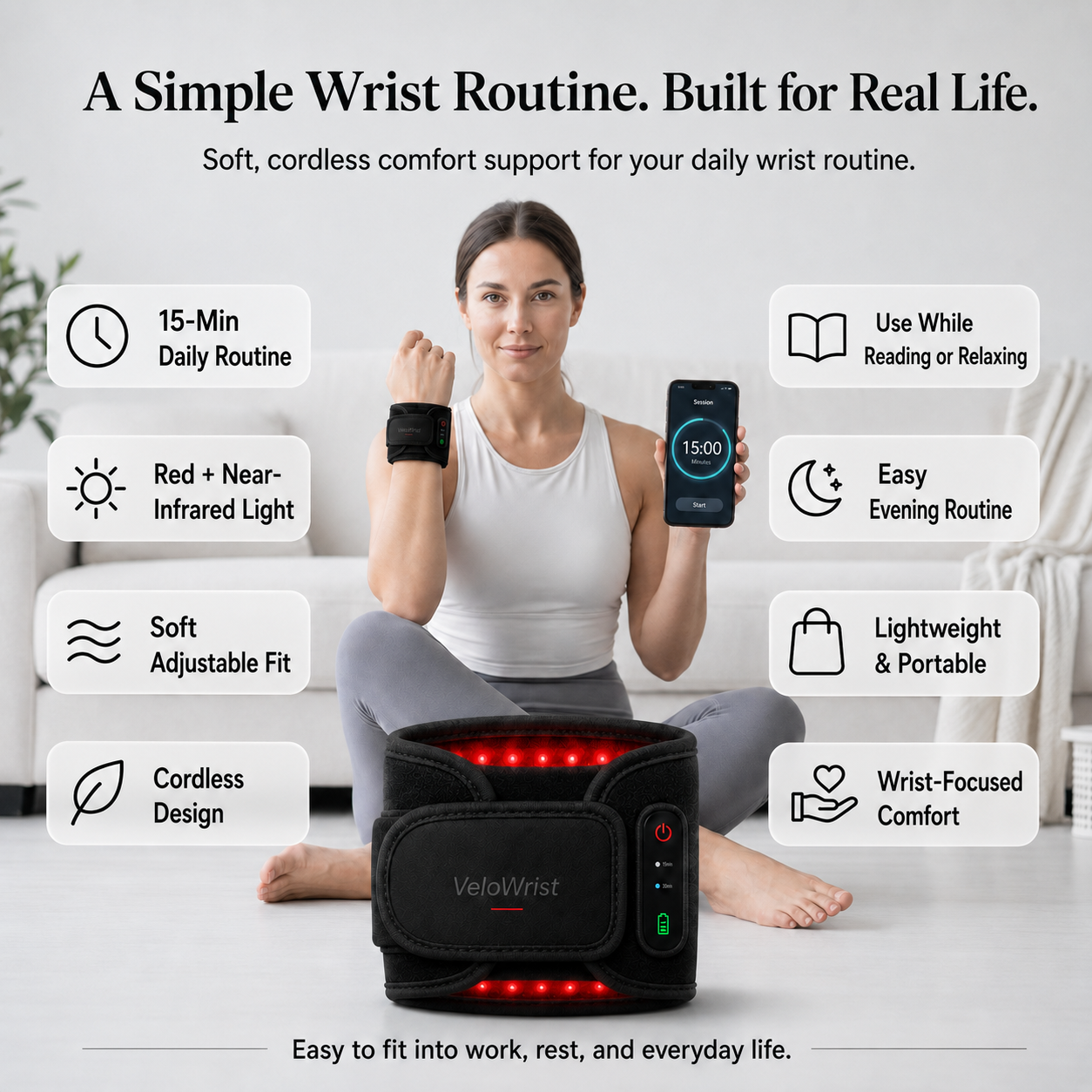 VeloWrist™ Cordless Red & Near-Infrared Light Wrist Wrap
